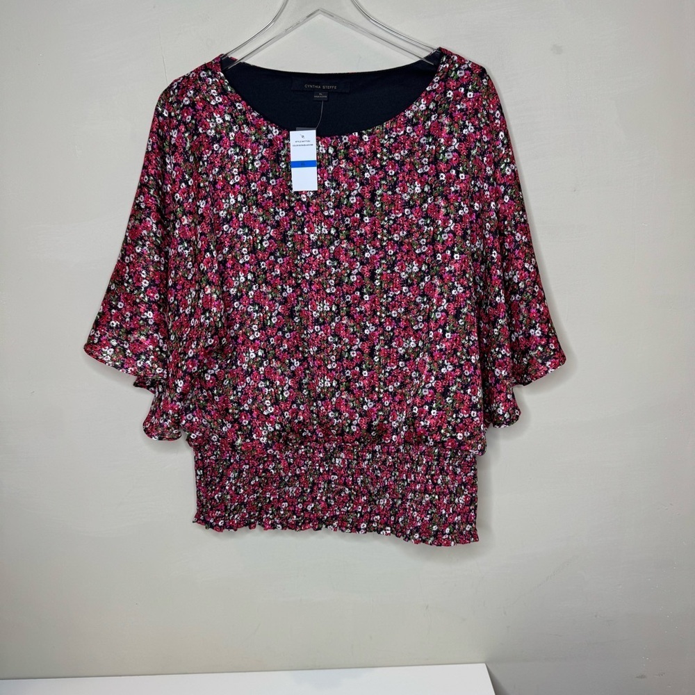 CYNTHIA STEFFE FLORAL PRINT BLOUSE SIZE XL